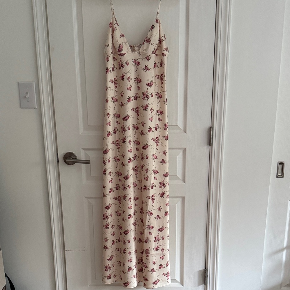 WeWoreWhat Cream Dress with Pink Floral Design